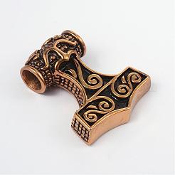 トールのハンマー 316l サージカルステンレス ペンダント  アンティーク黄金  46x39x15mm  穴：9mm&nbsp;STAS-L186-092AG