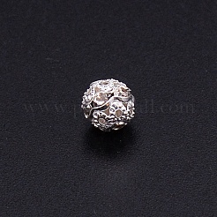 合金ラインストーンビーズ  中空  クリスタル  ラウンド  銀  10x9mm  穴：1.2mm  100個/袋&nbsp;CW-TAC0001-15B-01S
