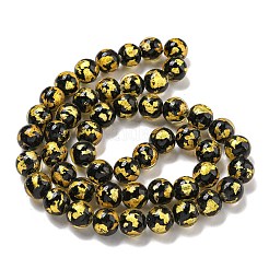 手作りシルバー/金箔lampworkビーズ連売り  ラウンド  ゴールド  10.5~11x10mm  穴：1.5~1.6mm  約50個/連  19.53インチ（49.6cm）&nbsp;LAMP-L079-07D