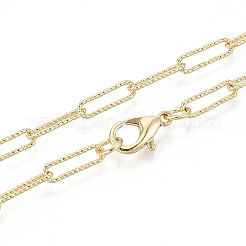 Brass Textured Paperclip Chain Necklace Making&nbsp;MAK-S072-03A-LG