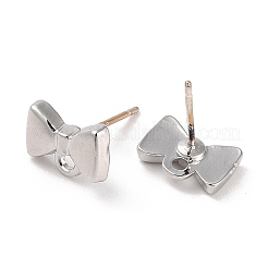 銀合金スタッドピアスパーツ  水平ループとスターリングシルバーピン925本付き  蝶結び  7x10mm  ピン：10x0.7mm&nbsp;EJEW-H108-01B-S