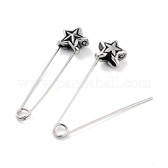 スター 316 サージカルステンレススチール 安全ピン フープ イヤリング 女性用  アンティークシルバー  43x6x10mm&nbsp;EJEW-Z050-31A-AS