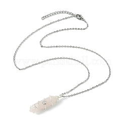 Natural Mixed Gemstone Faceted Bullet Shape Copper Wire Star Wrapped Pendant Necklaces&nbsp;NJEW-JN05024-02