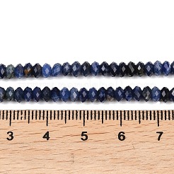 天然石ソーダライトビーズ連売り  多面カット  ロンデル  4.5x2~2.5mm  穴：0.6mm  約159個/連  15.16''（38.5センチメートル）&nbsp;G-B175-A10-2x4mm