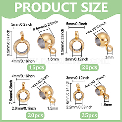 ステンレス鋼チューブベイル  ゴールドカラー  6~9.5x3~5x4~6.5mm  穴：1.5~2mm  内径：2.2~4mm  80個/セット&nbsp;STAS-PH0006-29