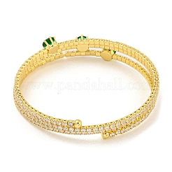 Rack Plating Brass Pave Clear Cubic Zirconia Open Cuff Wrap Bangles&nbsp;BJEW-B110-01G