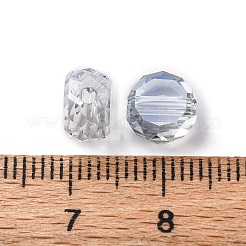 電気メッキガラスビーズ  フラットラウンド  多面カット  パール光沢メッキ  スチールブルー  8x5mm  穴：1.2mm&nbsp;EGLA-U003-01A-PL02
