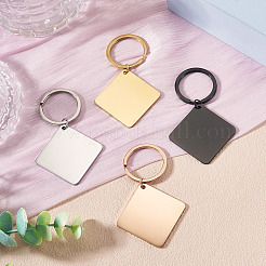 4Pcs 4 Styles Stainless Steel Keychains&nbsp;KEYC-TA0004-81C