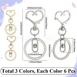 18Pcs 3 Style Alloy Keychain Clasps&nbsp;KEYC-SP0001-49B