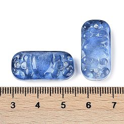 スプレー塗装された透明ガラスコネクタチャーム  カーブ長方形のリンク  藤紫色  25x12x6.5mm  穴：1.4mm&nbsp;X1-GLAA-H035-06D