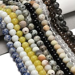 Natural Blue Spot Jasper/Flower Amazonite/Labradorite/Sesame Jasper/Glass Beads Strands&nbsp;G-P562-C-03