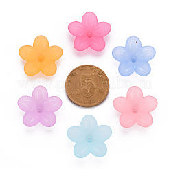 つや消しアクリルビーズキャップ  5花びら  花  ミックスカラー  19.5x20x5.5mm  穴：1.6mm  約740個/500g&nbsp;X-MACR-S371-08A
