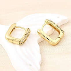 Brass Micro Pave Clear Cubic Zirconia Hoop Earrings&nbsp;EJEW-Z121-10G