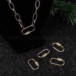 Brass Micro Pave Cubic Zirconia Screw Carabiner Lock Charms&nbsp;ZIRC-G160-21G