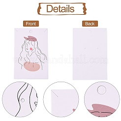 長方形厚紙イヤリングディスプレイカード  ジュエリーディスプレイ用  女性の模様  9x6x0.04cm  約100個/袋&nbsp;CDIS-P004-16A-01