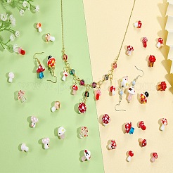 32個の手作りランプワークビーズ  キノコ  混合スタイル  ミックスカラー  11.5~17.5x10~16.5mm  穴：1~3mm&nbsp;LAMP-SZ0001-62