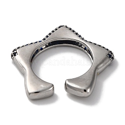 Rack Plating Star Brass Cubic Zirconia Open Cuff Rings for Women&nbsp;RJEW-S242-02P-A