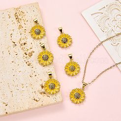 ラックメッキ真鍮エナメルペンダント6個。  長持ちメッキ  カドミウムフリー＆鉛フリー  18KGP本金メッキ  花のチャーム  ゴールド  17x15x3.5mm  穴：5x3.5mm&nbsp;KK-SZ0002-76