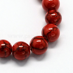 染め加工合成ターコイズ天然石ビーズ連売り  ラウンド  レッド  8mm  穴：1mm  約50個/連  15.7インチ&nbsp;TURQ-R032-8mm-XSS17