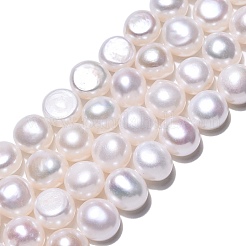 天然養殖淡水パールビーズ連売り  研磨両側  乳白色  7.5~9x8.5~10x5.5~7mm  穴：0.5mm  約40個/連  13.78~13.98''（35~35.5センチメートル）&nbsp;PEAR-N014-08I