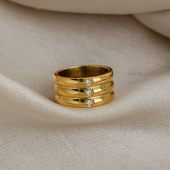 304 Stainless Steel Rhinestone Wide Band Finger Rings&nbsp;LH3089-2
