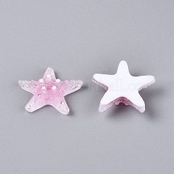 透明樹脂とスパンコールのデコデンカボション  ヒトデ  ショッキングピンク  32~33.5x33~35.5x10~11mm&nbsp;CRES-Q222-01B