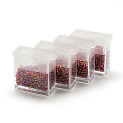 プラスチックビーズ収納ケース  フリップトップビーズ収納  シードビーズ収納ボックス  長方形  透明  27x27x13mm  穴：8x10mm&nbsp;CON-R010-02