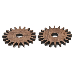 ウォールナットウッドペンダント  ギアチャーム  キャメル  28x2.5mm  穴：5.5mm&nbsp;WOOD-F013-08