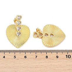 Brass Micro Pave Clear Cubic Zirconia Stud Earrings&nbsp;KK-U058-61G