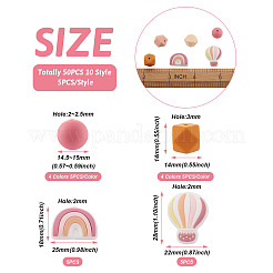50Pcs 10 Style Food Grade Eco-Friendly Silicone Beads&nbsp;SIL-BT0001-03
