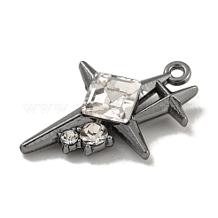 ラックメッキ合金ラインストーンペンダント  カドミウムフリー＆ニッケルフリー＆鉛フリー  スター  ガンメタ色  クリスタル  20.5x14x4.5mm  穴：1mm&nbsp;PALLOY-F312-48B-02