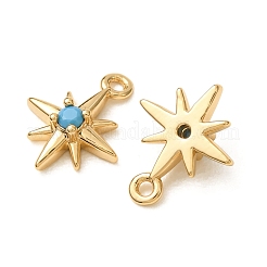 合成ターコイズペンダント  真鍮製の六芒星チャーム  ニッケルフリー  18KGP本金メッキ  11x9x3mm  穴：1mm&nbsp;GG-CBAE681-03G