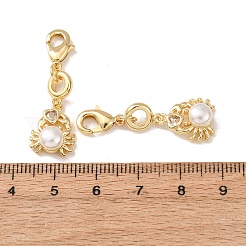 Crab Brass Pave Clear Cubic Zirconia and ABS Imitation Pearl Pendants&nbsp;KK-T083-01R-G