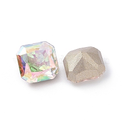 K5ガラスラインストーンカボション  尖ったバック＆バックメッキ  多面カット  正方形  カラフル  8x8x6mm&nbsp;RGLA-A025-01A-001PH