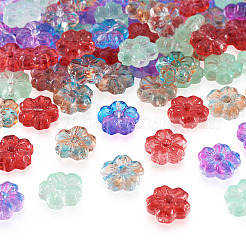 80個4スタイルの透明ガラスビーズ  花  ミックスカラー  13.5x14x6mm  穴：1.2mm  20個/スタイル&nbsp;GLAA-TA0003-81