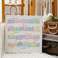 プラスチック再利用可能な描画絵画ステンシル テンプレート  スクラップブック、布地、タイル、床、家具、木材の塗装用  正方形  音符模様  300x300mm&nbsp;DIY-WH0172-335
