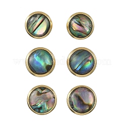 3 Pairs Flat Round Natural Paua Shell Stud Earrings for Women&nbsp;EJEW-JE07126