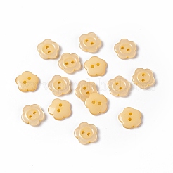 樹脂ボタン  染め  花  きいろ  15x3mm  穴：1mm&nbsp;RESI-D031-15mm-07