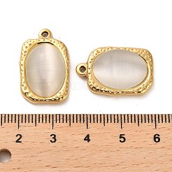 304ステンレススチールチャーム  猫の目で  長方形チャーム  14KGP本金メッキ  古いレース  23x15x6.5mm  穴：1.6mm&nbsp;STAS-L022-076G