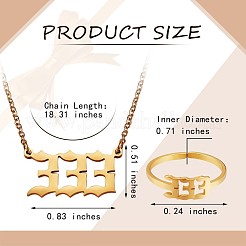Number Pendant Necklace & Open Cuff Ring&nbsp;JX197A