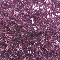 MIYUKIクォーターティラビーズ  日本製シードビーズ  2穴  （qtl316)ライトアメジストゴールドラスター  5x1.2x1.9mm  穴：0.8mm  約2400個/50g&nbsp;SEED-X0054-QTL316