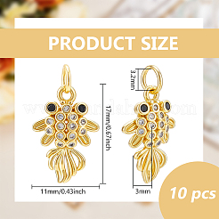 10Pcs Brass Micro Pave Clear Cubic Zirconia Pendants&nbsp;ZIRC-BC0001-35