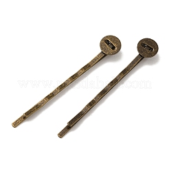アンティークブロンズ鉄毛ボビーピンパーツ  サイズ：幅さ約2mm  長さ52mm  厚さ2mm  トレイ：直径8mm  0.5 mm厚。&nbsp;X-PHAR-Q017-2
