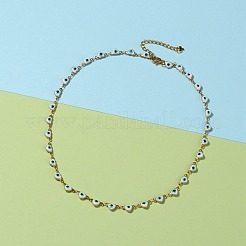 Heart Evil Eye 304 Stainless Steel Enamel Link Chains Bracelets & Necklaces Jewelry Sets&nbsp;SJEW-JS01153