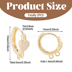 2Pcs Brass Micro Pave Cubic Zirconia Hoop Earring Findings&nbsp;KK-TA0003-42