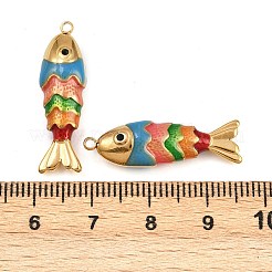 304ステンレススチールエナメルペンダント  魚  18KGP本金メッキ  27.5x8x7mm  穴：1.5mm&nbsp;STAS-I352-08G