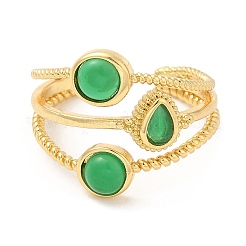 Rack Plating Brass Triple Line Open Cuff Rings&nbsp;RJEW-D008-09G