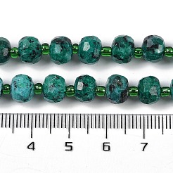 天然ゴマジャスパー染めビーズ連売り  多面カット  ロンデル  シードビーズで  ティール  7.5~8x6.5mm  穴：1.4mm  約45~46個/連  15.75''（40センチメートル）&nbsp;G-H057-A21-05