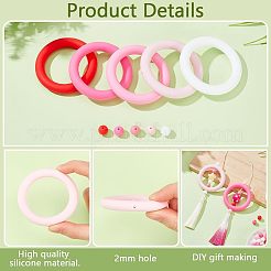 60Pcs 10 Styles Round with Ring Silicone Focal Beads&nbsp;SIL-PH0001-25