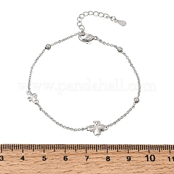 Brass Micro Pave Clear Cubic Zirconia Four Leaf Clover Link Bracelets&nbsp;KK-CBAED06-02P